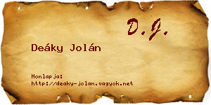 Deáky Jolán névjegykártya