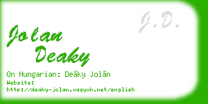 jolan deaky business card
