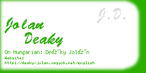 jolan deaky business card